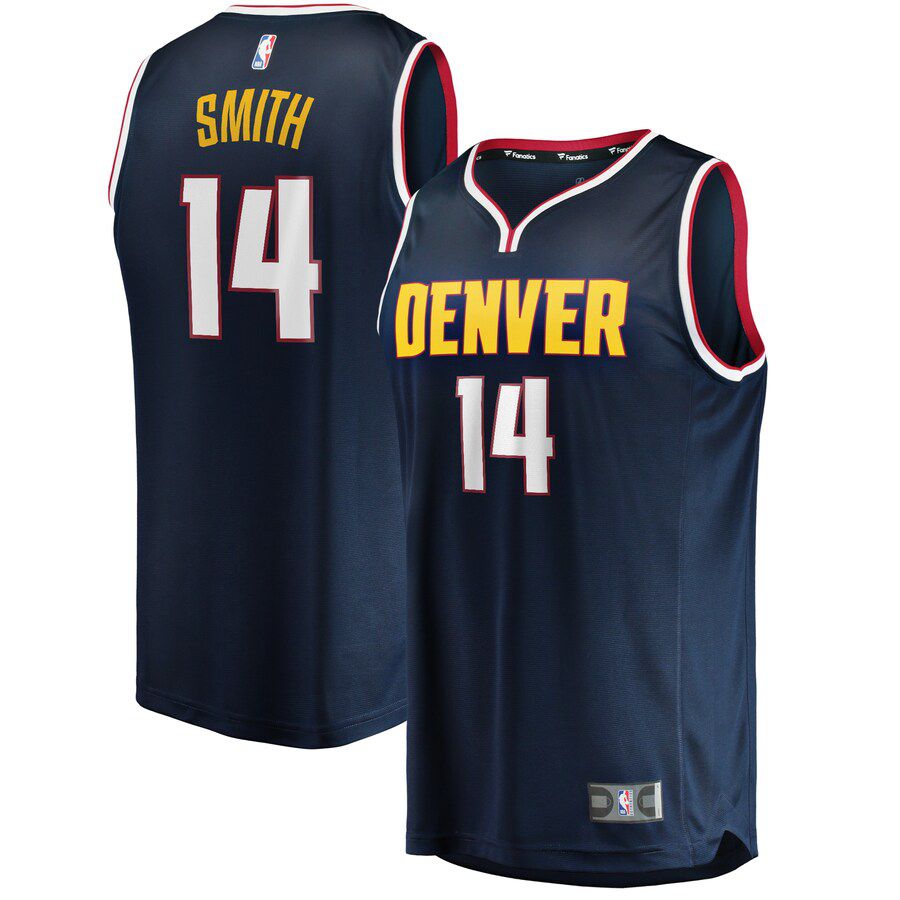 Men Denver Nuggets #14 Ish Smith Fanatics Branded Navy Fast Break Replica NBA Jersey
